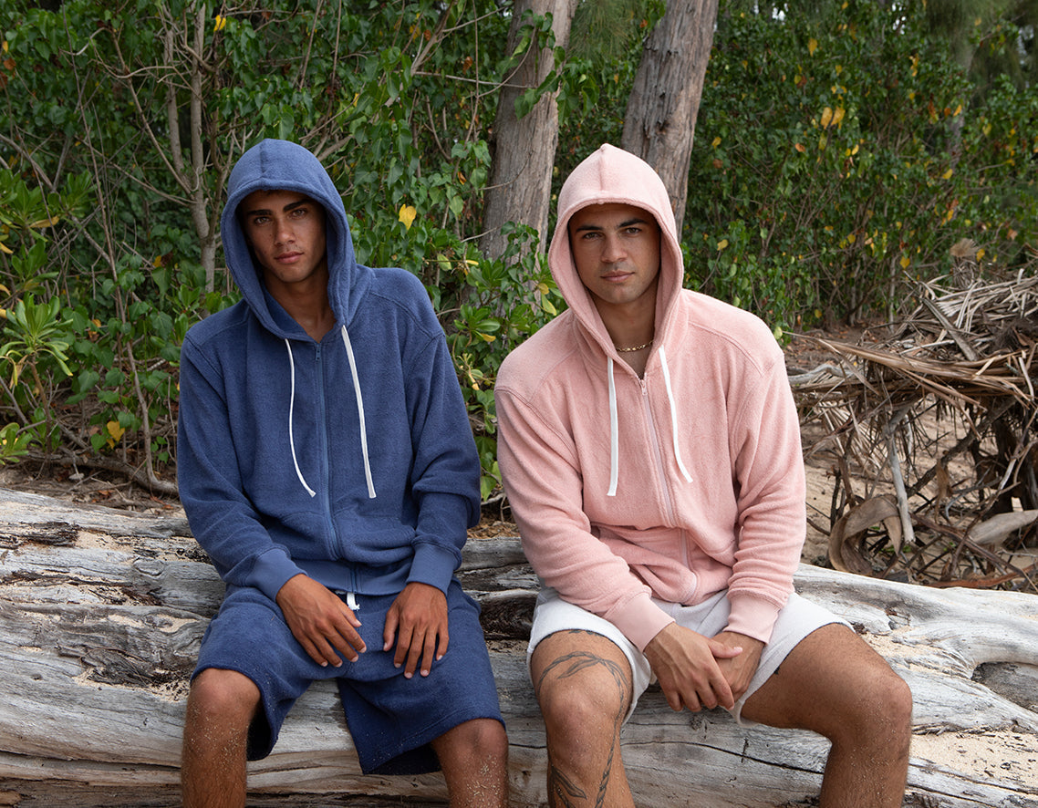 Unisex Full Zip Terry Cloth Toweling Hoodie