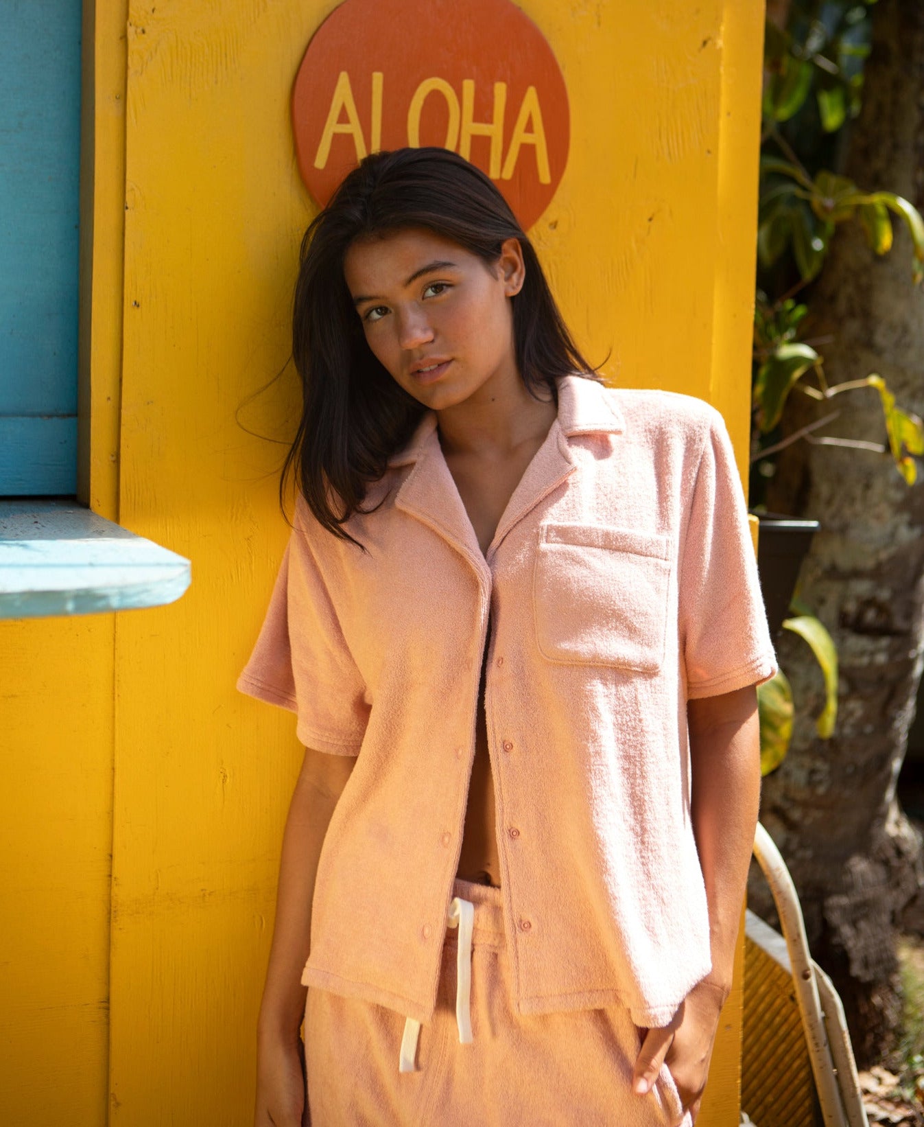 Women's Terry Cloth Toweling Cabana Shirt