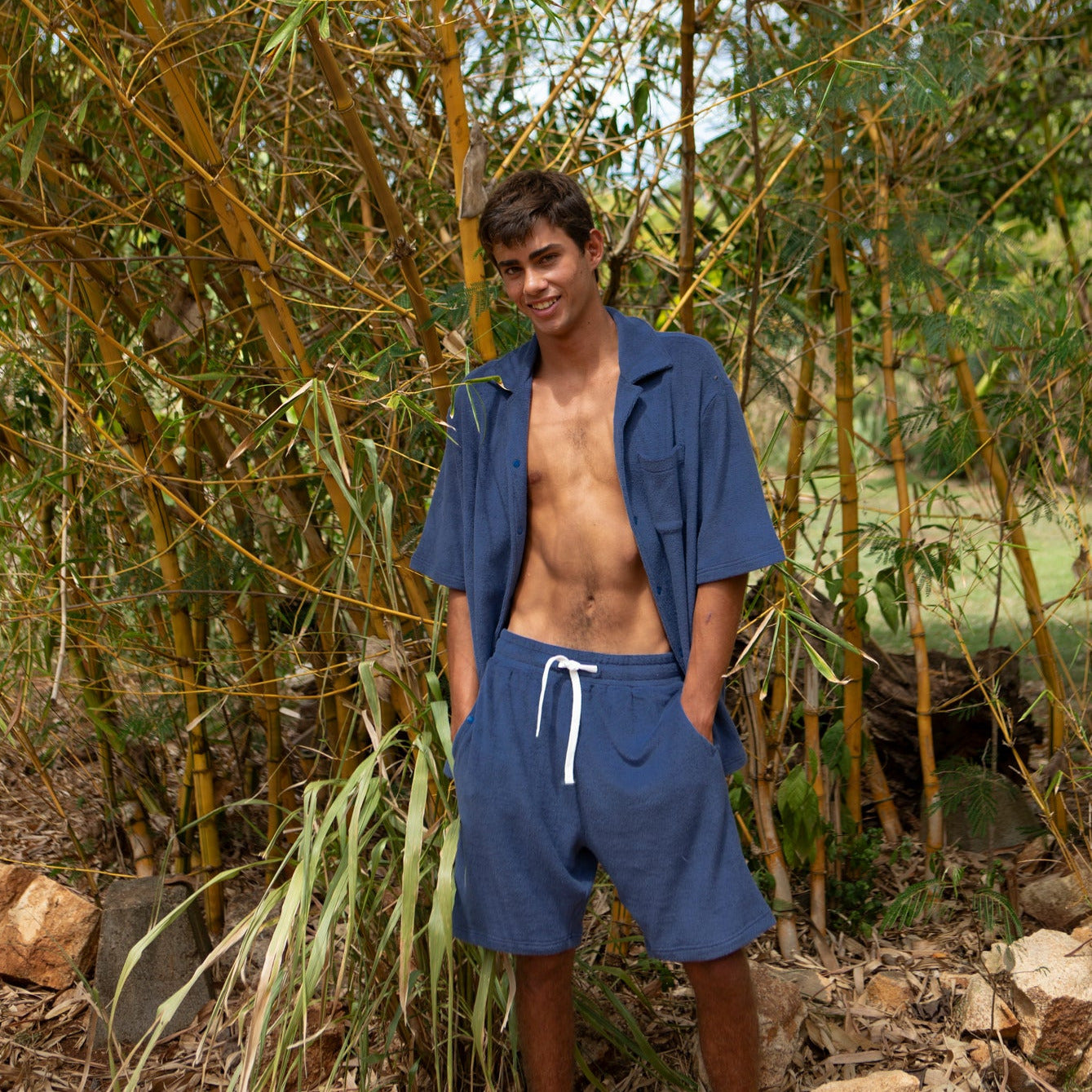 Men's Terry Cloth Toweling Cabana Shirt